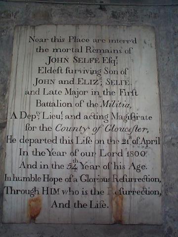 Memorial to John and Elizabeth Selfe