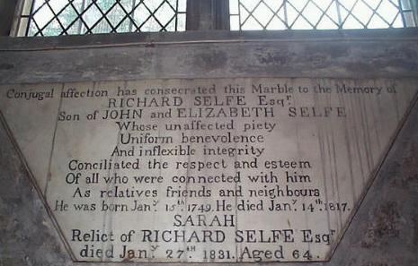 Memorial to Richard and Sarah Selfe