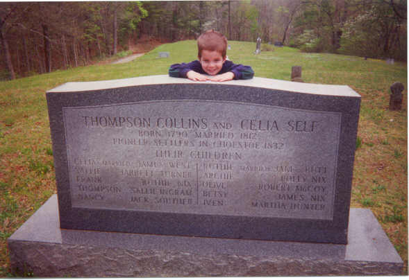 Gravestone of Thompson and Celia (Self) Collins