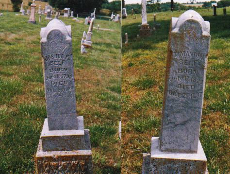 Gravestones of Joshua F. Self and Trymandia (Rothgeb) Self