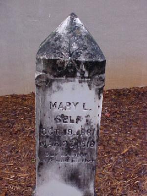 Tombstone of Mary L. Self (1881-1916)