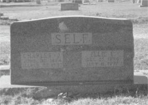Gravestone of Charles James and Ellie (Toler) Self
