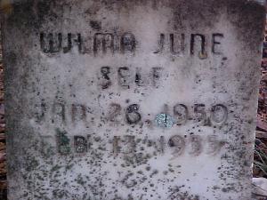 Tombstone of Wilma June Self (1950-1955)