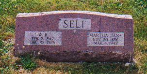 Gravestone of William R. and Martha Jane Self